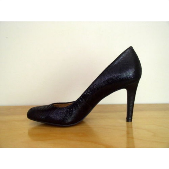 Arturo Chiang Black Snake Print Leather Heels 7.5 - Picture 5 of 7